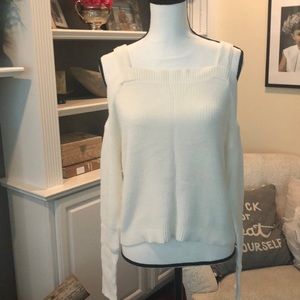 Express Cold Shoulder Cream Sweater